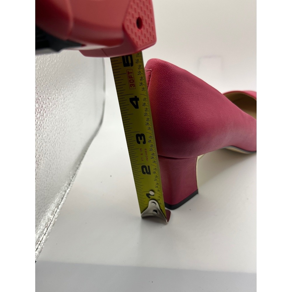 KARL LAGERFELD Paris Women's Fuchsia Leather Block Heel Pumps Size 7 - Picture 7 of 7